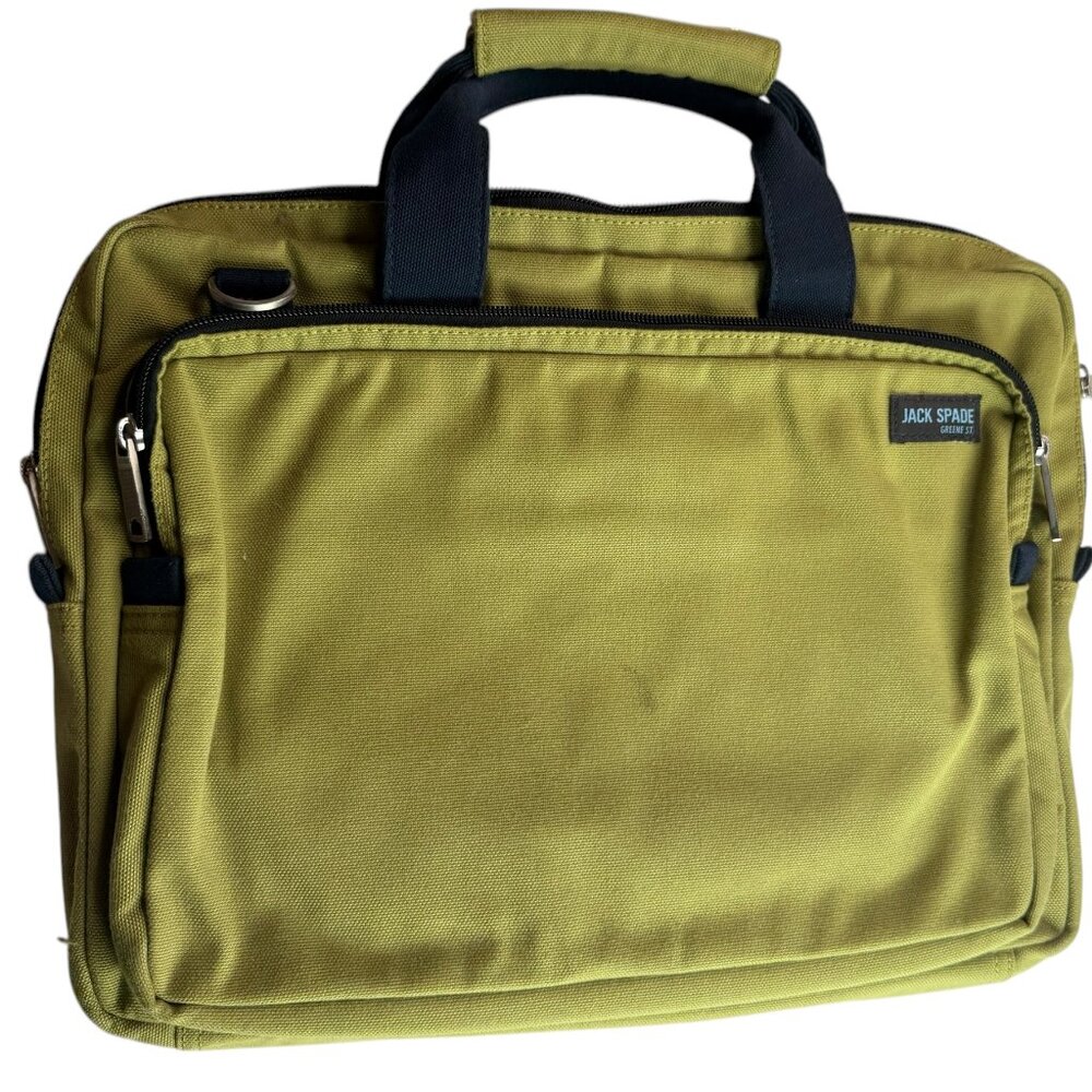 JACK SPADE Greene St.  Messenger Bag.  Green Canvas, Heavy Industrial.  Durable.